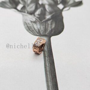 Pandora Clear Pavé Clip Charm Rose gold plated